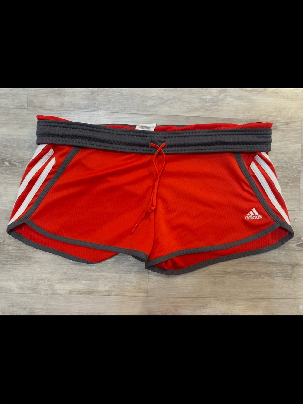 Y2K adidas orange/red Shorts with Gray Trim and White Stripes, size small